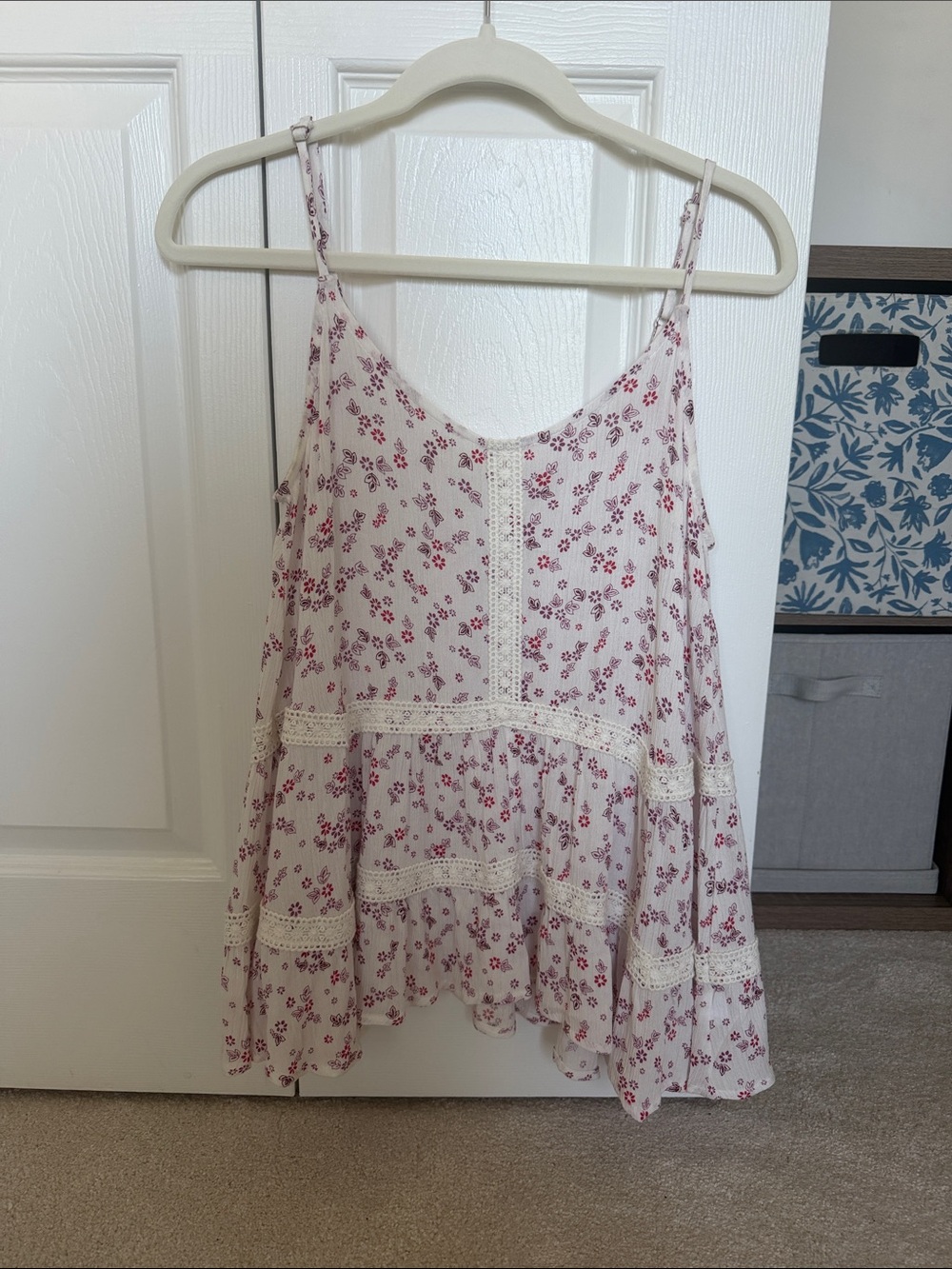 Altar'd State Cream and Pink Floral Print Tank